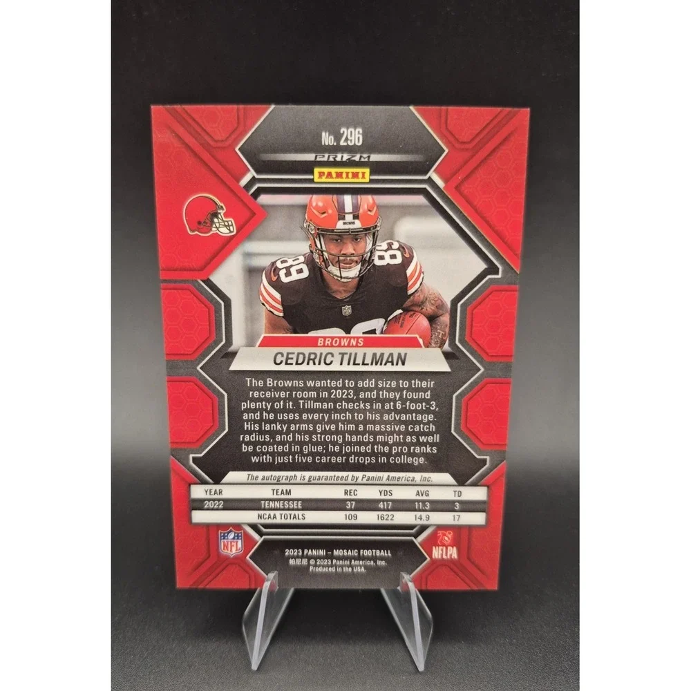 2023 Panini Mosaic Rookies Cedric Tillman #296 Mosaic Prizm Autographs (RC)